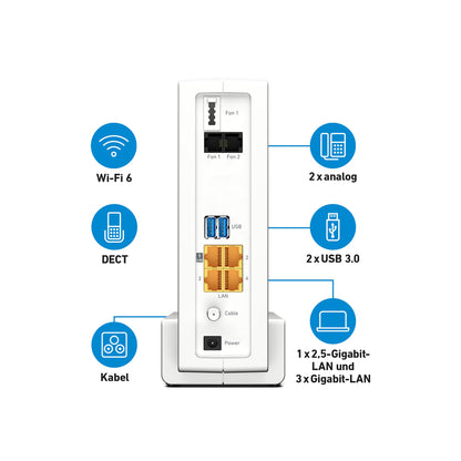 FRITZ!Box 6690 Cable – Wi-Fi 6 Kabelrouter mit DOCSIS 3.1, DECT & USB 3.0